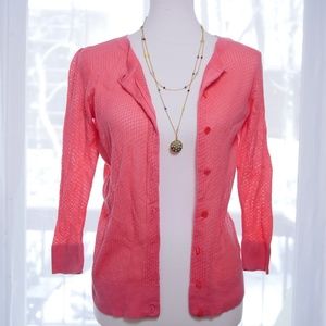 Talbots Coral Pima Cotton Knit Cardigan Sz.Sm